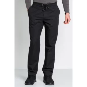 Pantalon caballero trendy negro Dyneke 8542701: vista frontal del pantalón con modelo.