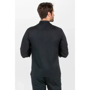 Chaqueta negra de cocina hombre Dyneke 8547701: vista trasera con modelo.