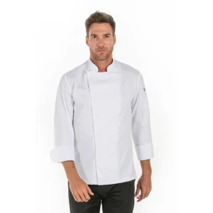 Chaqueta de cocina hombre Dyneke 8547900: vista frontal con modelo.