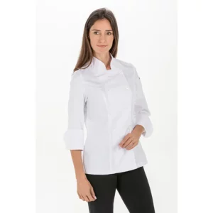 Chaqueta de cocina mujer Dyneke 8548900: vista frontal con modelo.