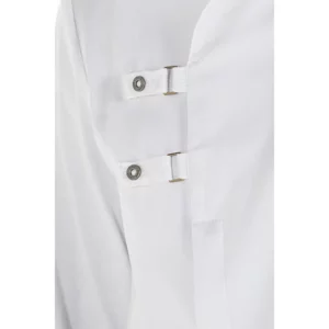 Chaqueta cocinero hebillas blanca Dyneke 8556700: detalle del cierre.
