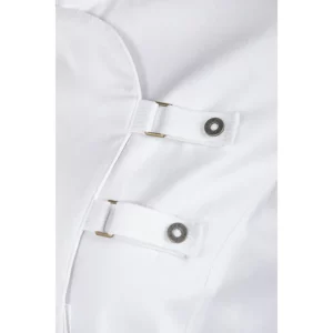 Chaqueta cocinera hebillas blanca Dyneke 8557700: detalle del cierre.