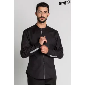 Camisa caballero cuello mao Dyneke 8571841: vista frontal con modelo.