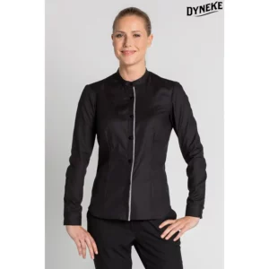 Camisa mujer cuello mao Dyneke 8572841: vista frontal con modelo.