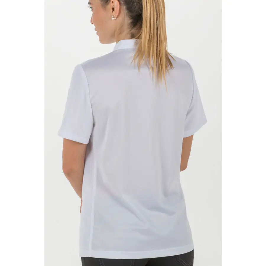 Camiseta Dyneke 8578112 Fusion blanca de mujer 2 Camiseta blanca srta hostelería 'fusion' Dyneke 8578112: vista trasera con modelo.