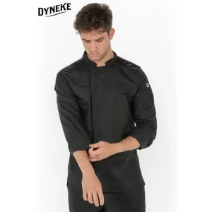 Chaq.caballero cocina microfibra negra Dyneke 8583578: vista frontal con modelo.