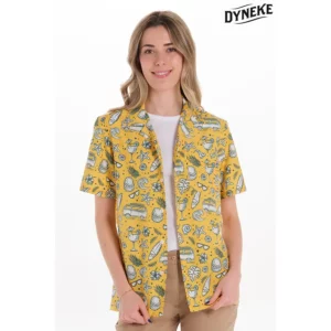 Camisa estampada cóctel unisex Dyneke 8585002: vista frontal con modelo.
