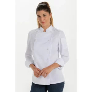 Chaqueta srta.hostelería pecherín Dyneke 8591112: vista frontal con modelo.