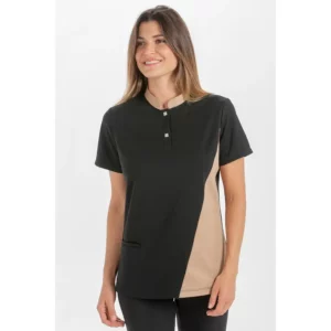 Polo negro srta.costado arena Dyneke 8598537: vista frontal con modelo.