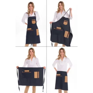 Delantal tejano combi peto y corto Dyneke 8613775: vistas del delantal con modelo.