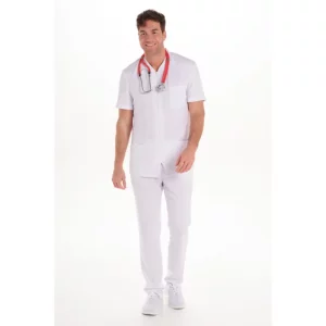 Chaqueta hombre microfibra elástica blanca Dyneke 8620784: vista de conjunto con modelo.