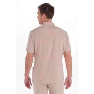 Chaqueta hombre microfibra elastica beige Dyneke 8620785: vista trasera con modelo.