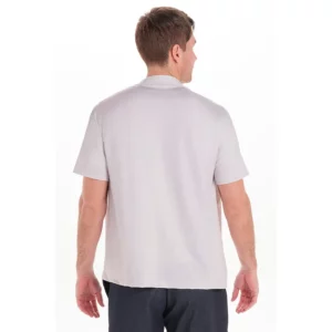 Camisa casual punto elástico beige Dyneke 8625409: vista trasera con modelo.