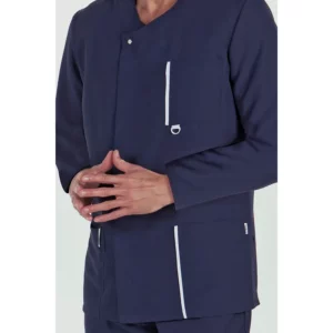 Chaqueta hombre m/l marino tapeta Dyneke 8802583: detalle del cuello y bolsillo.