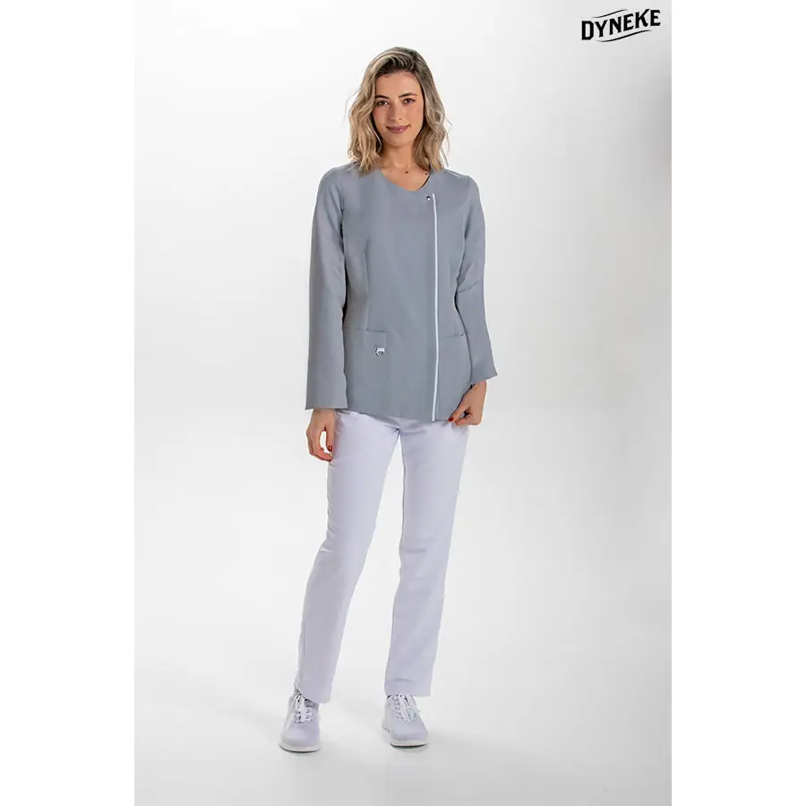 Chaqueta Dyneke 8803491 mujer gris tapeta blanco 2 Chaqueta mujer m/l gris tapeta Dyneke 8803491: vista de conjunto con modelo.