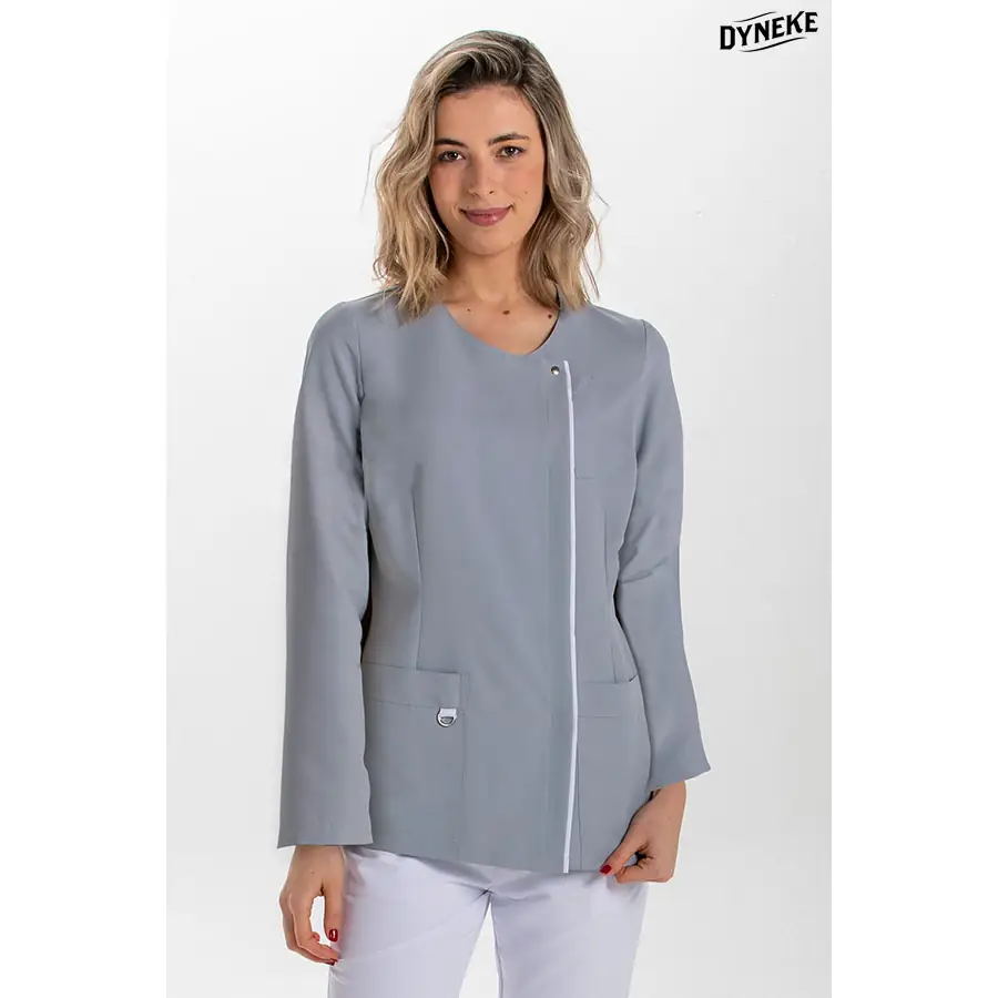 Chaqueta Dyneke 8803491 mujer gris tapeta blanco 1 Chaqueta mujer m/l gris tapeta Dyneke 8803491: vista frontal con modelo.
