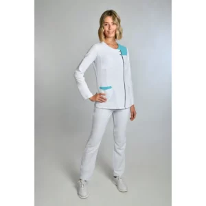 Chaqueta Srta.microfibra contrastes en turquesa y azul Dyneke 8817483: vista de conjunto con modelo.