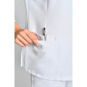 Chaqueta srta. Microfibra blanca Dyneke 8817570: detalle del bolsillo.