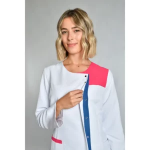 Chaqueta srta. Microfibra contraste fucsia y azul m/l Dyneke 8817572: vista frontal con modelo.