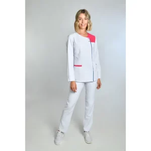 Chaqueta srta. Microfibra contraste fucsia y azul m/l Dyneke 8817572: vista de conjunto con modelo.