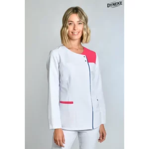 Chaqueta srta. Microfibra contraste fucsia y azul m/l Dyneke 8817572: vista frontal con modelo.
