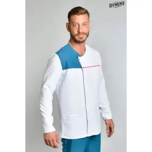 Chaqueta microfibra cbro. m/l contraste azul y fucsia Dyneke 8818485: vista frontal con modelo.