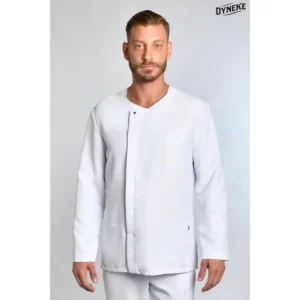 Chaqueta microfibra cbro. m/l blanca Dyneke 8818570: vista frontal con modelo.