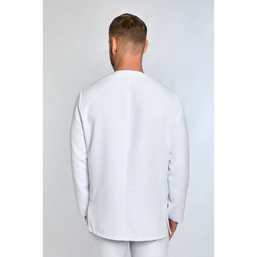 Chaqueta Dyneke 8818485 hombre blanca azul y fucsia 2 Vista trasera de una chaqueta blanca Dyneke de hombre y manga larga.
