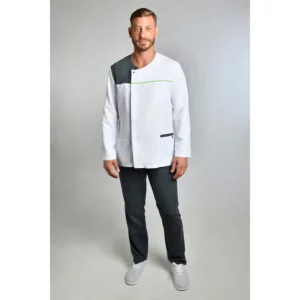 Chaqueta microfibra cbro. m/l contraste gris y pistacho Dyneke 8818576: vista de conjunto con modelo.