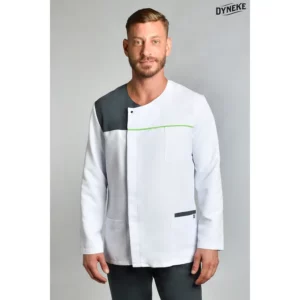 Chaqueta microfibra cbro. m/l contraste gris y pistacho Dyneke 8818576: vista frontal con modelo.