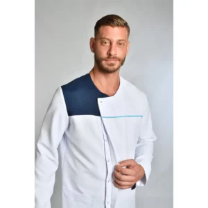 Chaqueta microfibra cbro. m/l contraste azul y turquesa Dyneke 8818577: vista frontal con modelo.