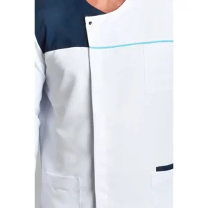 Chaqueta microfibra cbro. m/l contraste azul y turquesa Dyneke 8818577: detalle del cierre y bolsillo.