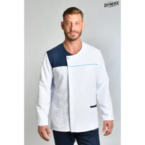 Chaqueta microfibra cbro. m/l contraste azul y turquesa Dyneke 8818577: vista frontal con modelo.