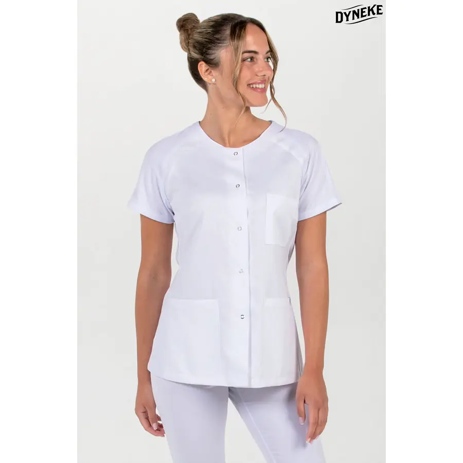 Chaqueta Dyneke 8820700 mujer raglán con rejilla 1 Chaqueta mujer m/c ranglan pespunte Dyneke 8820700: vista frontal con modelo.
