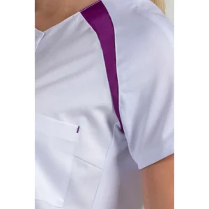 Chaqueta mujer m/c ranglan pespunte lila Dyneke 8820859: detalle de la manga y bolsillo.