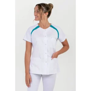 Chaqueta mujer m/c ranglan pespunte verde Dyneke 8820884: vista frontal con modelo.