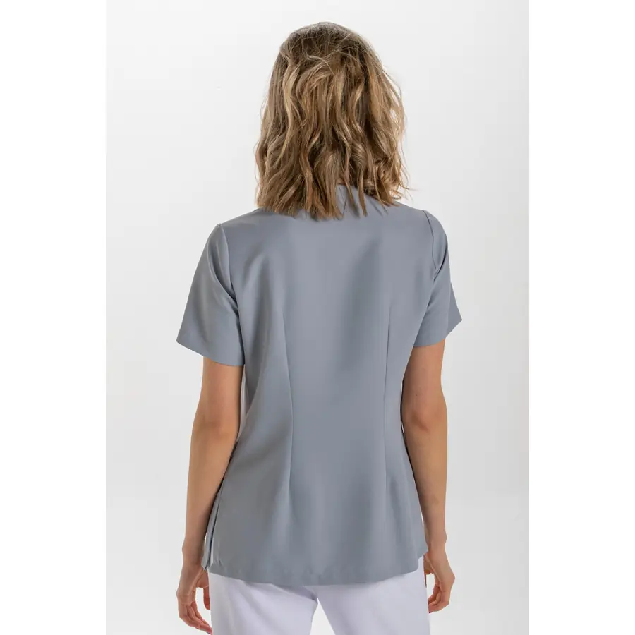 Chaqueta Dyneke 8821491 mujer gris tapeta blanco 2 Chaqueta sra.gris tapeta blanca Dyneke 8821491: vista trasera con modelo.