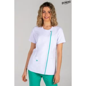 Chaqueta sra.blanca tapeta verde Dyneke 8821570: vista frontal con modelo.