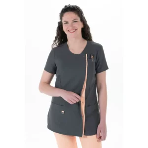 Chaqueta sra.gris tapeta melocotón Dyneke 8821584: vista frontal con modelo.