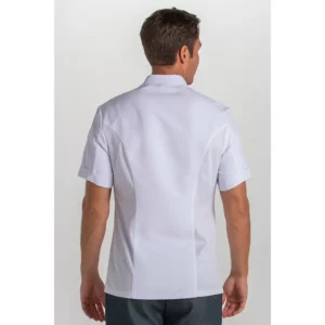Chaqueta cbro.cocina microfibra blanca m/c Dyneke 8823570: vista trasera con modelo.