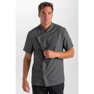 Chaqueta cbro.cocina microfibra gris m/c Dyneke 8823584: vista frontal con modelo.