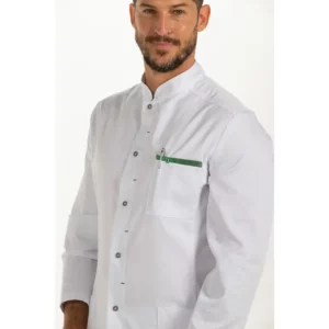 Chaqueta caballero contraste verde Dyneke 8824854: detalle del cuello y bolsillo.