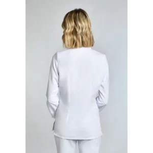 Chaqueta sra. blanca cremallera dorada Dyneke 8828570: vista trasera con modelo.