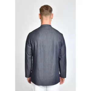 Chaqueta hombre tejana M/L vivo blanco Dyneke 8883497: vista trasera con modelo.