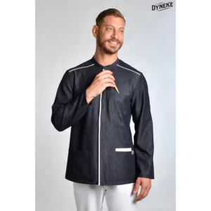 Chaqueta hombre tejana M/L vivo blanco Dyneke 8883497: vista frontal con modelo.