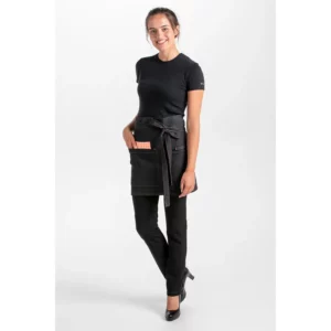 Delantal tejano corto cuadro naranja Dyneke 8969516: vista de conjunto con modelo.