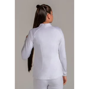 Chaqueta punto blanca con cremallera Dyneke 8975476: vista trasera con modelo.