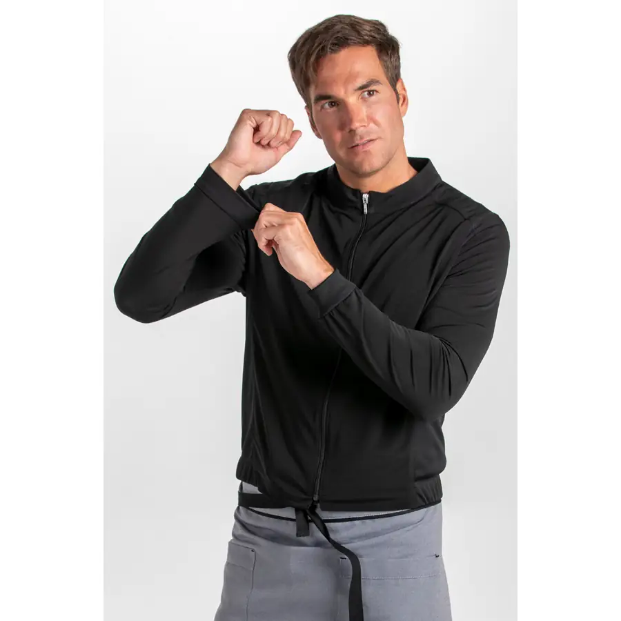 Chaqueta Dyneke 8976479 sport de hombre negra 3 Chaqueta cbro. punto negra con cremallera Dyneke 8976479: vista frontal con modelo.