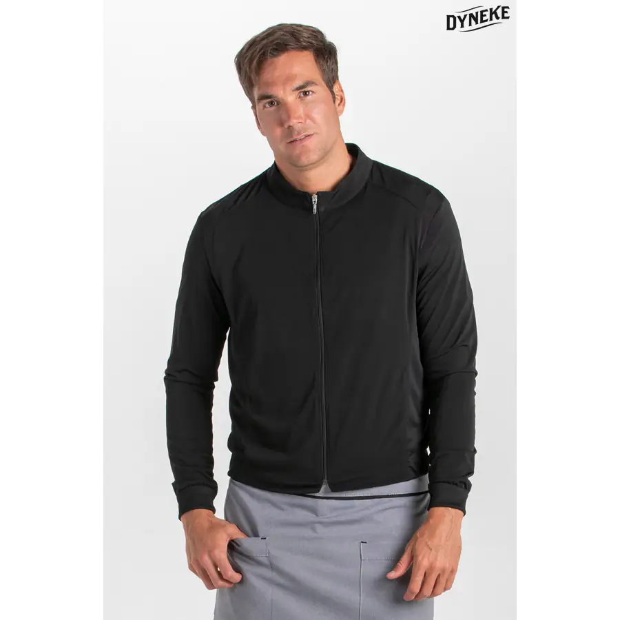 Chaqueta Dyneke 8976479 sport de hombre negra 1 Chaqueta cbro. punto negra con cremallera Dyneke 8976479: vista frontal con modelo.