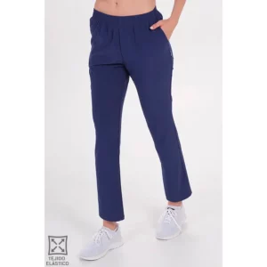 Pantalón elástico sanitario azul marino Dyneke 9929202: vista frontal del pantalón con modelo.